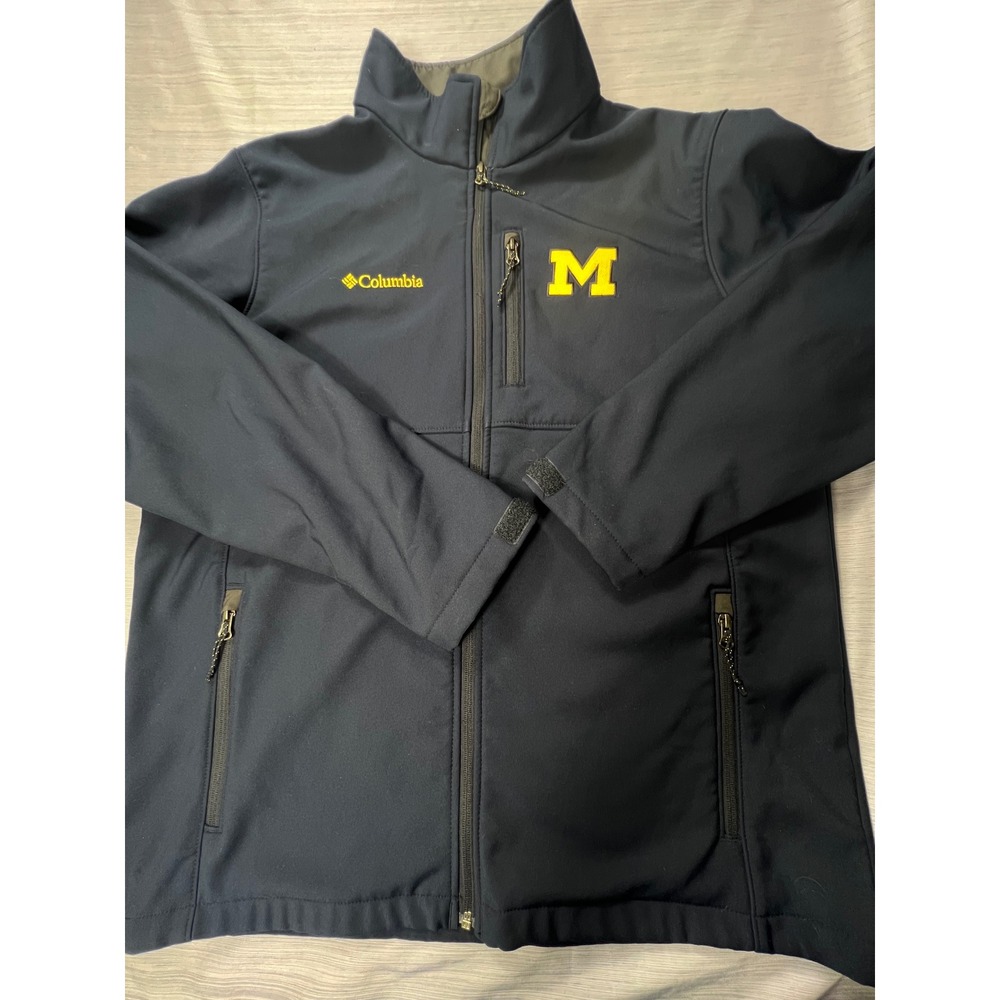 Columbia Michigan Wolverines Softshell Jacket Navy Blue Mens Large Full Zip NCAA